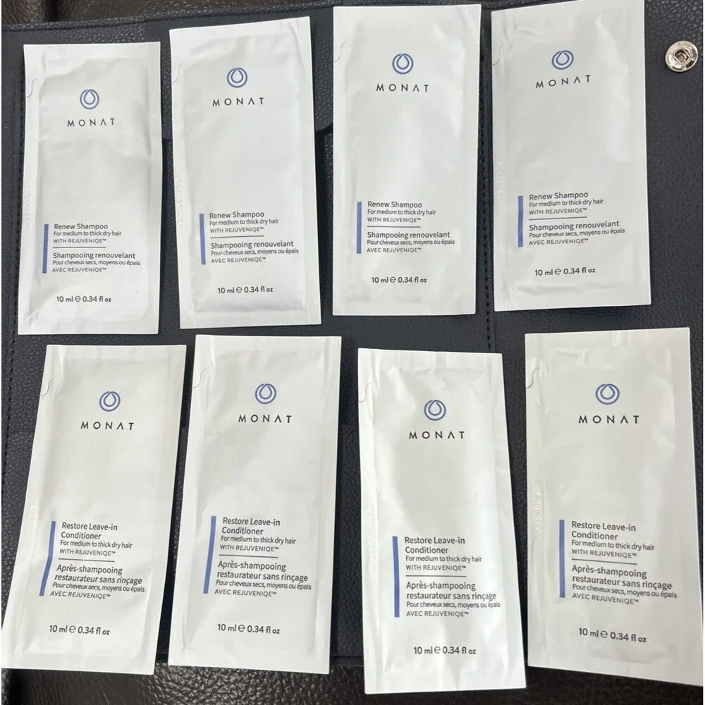 MONAT  Lot/Bundle of 20 Samples of Hair Care and Skin Care & Monat Carrying Case